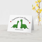 Dinosaur verloving gefeliciteerd kaart (Gele Bloem)
