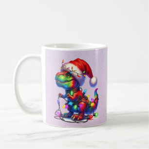 Dinosaur verstrikt in kerstverlichting koffiemok
