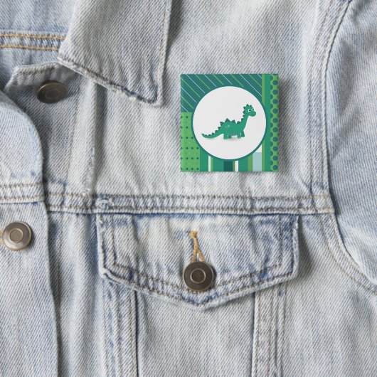 Dinosaur vierkant pinback-knop vierkante button 5,1 cm (In situ)