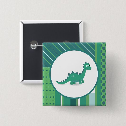 Dinosaur vierkant pinback-knop vierkante button 5,1 cm (Voorkant /achterkant)