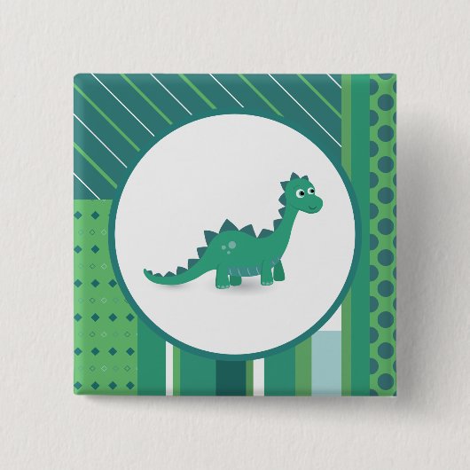 Dinosaur vierkant pinback-knop vierkante button 5,1 cm (Voorkant)