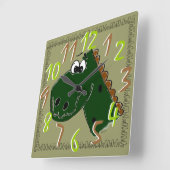 Dinosaur Vierkante Klok (Hoek)