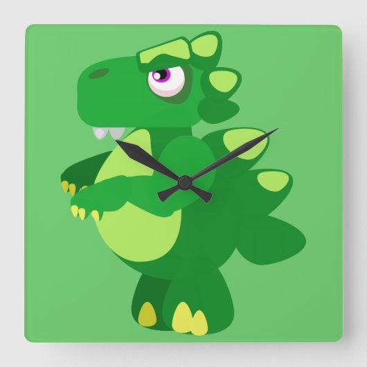 Dinosaur Vierkante Klok (Voorkant)