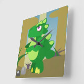 Dinosaur Vierkante Klok (Hoek)