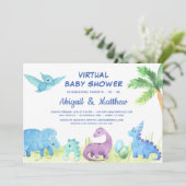 Dinosaur Virtual Baby shower Cute Invitation Aankondiging (Staand voorkant)
