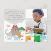 Dinosaur & Volcano Blast Boy Foto Birthday Party Briefkaart (Voorkant)