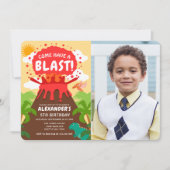 Dinosaur Volcano Kids Verjaardagsfoto Kaart (Voorkant)