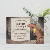 Dinosaur & Volcano Prehistorische Boys Birthday Pa Kaart (Staand voorkant)