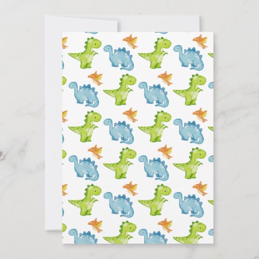 Dinosaur Volcano Verjaardagsfeestje Uitnodiging (Achterkant)