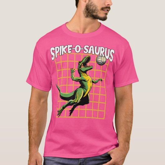 Dinosaur Volleybal Spel Spikeosaurus Volle T-shirt (Voorkant)