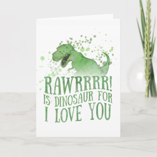 Dinosaur voor "Ik hou van jou" Kaart (Voorkant)
