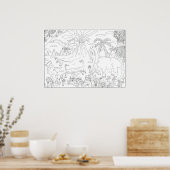 Dinosaur voor kleurstoffen poster (Keuken)