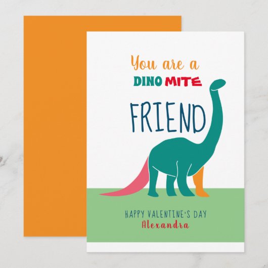 Dinosaur Vriend Valentijnsdag Feestdagenkaart (Voorkant / Achterkant)