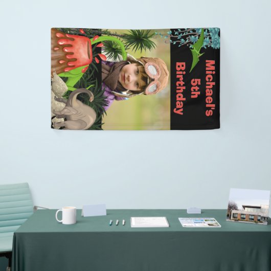 Dinosaur vulcano jongens verjaardagsbanner spandoek (Beurs)