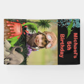 Dinosaur vulcano jongens verjaardagsbanner spandoek (Horizontaal)