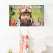 Dinosaur vulcano prehistorische jongens verjaardag spandoek (Insitu)