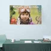 Dinosaur vulcano prehistorische jongens verjaardag spandoek (Beurs)