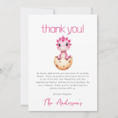Dinosaur Watercolor Pink Baby Shower Bedankkaart (Voorkant)