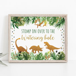 Dinosaur Watering Hole Birthday Sign Poster