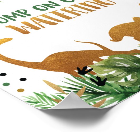 Dinosaur Watering Hole Birthday Table Sign Poster (Hoek)
