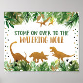 Dinosaur Watering Hole Birthday Table Sign Poster (Voorkant)