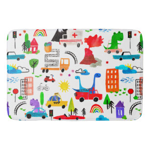Dinosaur Waterverf Busy City Kinder auto's Badmat