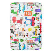 Dinosaur Waterverf Busy City Kinder auto's Badmat (Voorkant Verticaal)