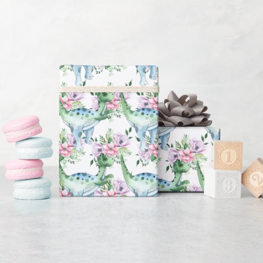 Dinosaur waterverf cartoon jongens meisjes  cadeaupapier (Baby Shower)