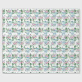 Dinosaur waterverf cartoon jongens meisjes  cadeaupapier (Vlak)