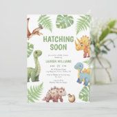 Dinosaur Waterverf Hatching Soon Baby shower Kaart (Staand voorkant)