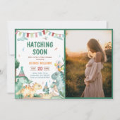 Dinosaur Waterverf Hatching Soon Baby shower Kaart (Voorkant)