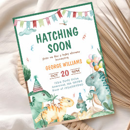 Dinosaur Waterverf Hatching Soon Baby shower Kaart