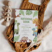 Dinosaur Waterverf Hatching Soon Baby shower Kaart