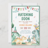 Dinosaur Waterverf Hatching Soon Baby shower Kaart (Voorkant)