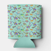 Dinosaur waterverf Patroon blauwgroen Blikjeskoeler (Achterkant)