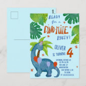 Dinosaur waterverf schattige verjaardag briefkaart (Voorkant / Achterkant)