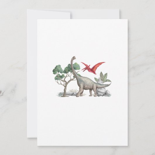 Dinosaur waterverf stomp chomp roar verjaardagsdee kaart (Achterkant)