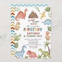 Dinosaur waterverf stomp chomp roar verjaardagsdee