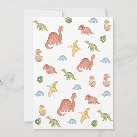 Dinosaur waterverf stomp chomp roar verjaardagsdee kaart (Achterkant)