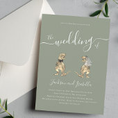 Dinosaur Wedding Boho Sage Green Kaart