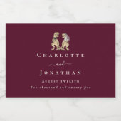 Dinosaur Wedding Bourgogne & Cream gepersonaliseer Sparkling Wijnetiket (Enkel label)