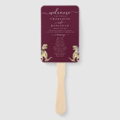 Dinosaur Wedding Ceremony Burgundy Wine Cream Handwaaier (Voorkant)
