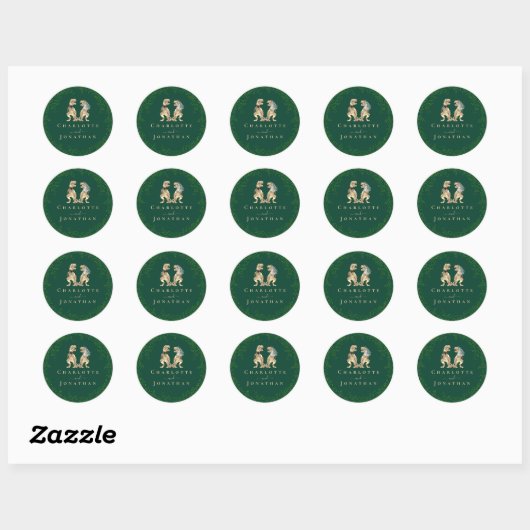 Dinosaur Wedding Green Custom Ronde Sticker (Vel)