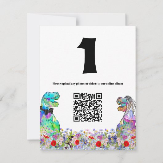 Dinosaur Wedding Kleurrijke Wildflower QR-code (Voorkant)