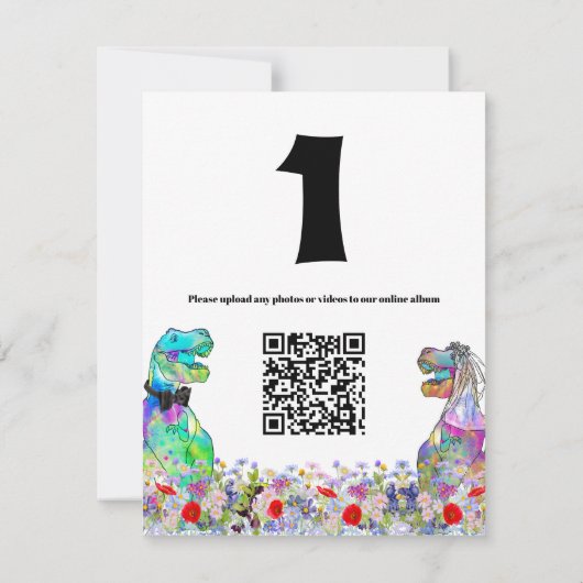 Dinosaur Wedding Kleurrijke Wildflower QR-code (Achterkant)