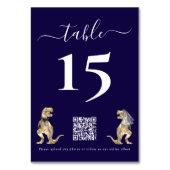 Dinosaur Wedding Navy Blue QR-code voor foto's Kaart (Achterkant)