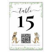 Dinosaur Wedding QR Code Table Number Kaart (Voorkant)