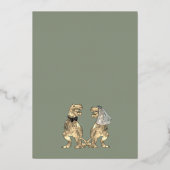Dinosaur Wedding Sage Green and Gold Folie Uitnodiging (Achterkant)