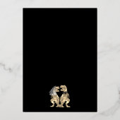 Dinosaur Wedding T-Rex Bride & Groom Black & Gold  Folie Uitnodiging (Achterkant)