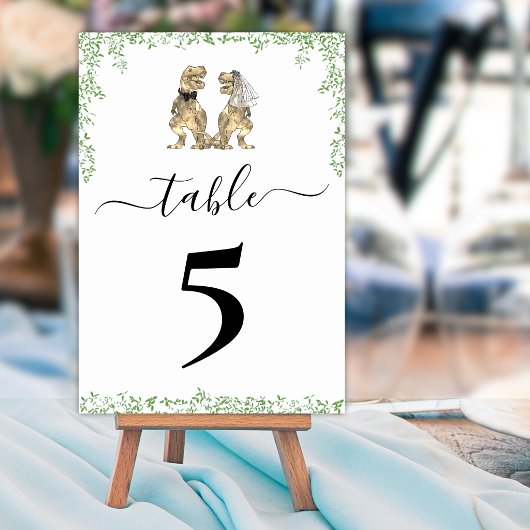 Dinosaur Wedding Table Number Kaart